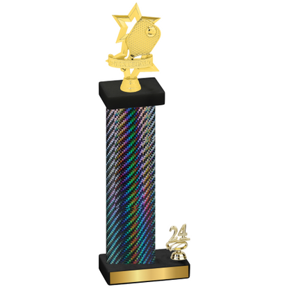 Accented Single Black Carbon Fiber Year Pickleball Trophy