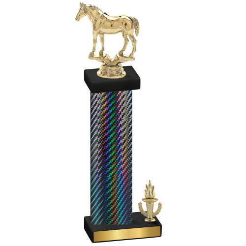 Accented Single Black Carbon Fiber Victory Horses Trophy