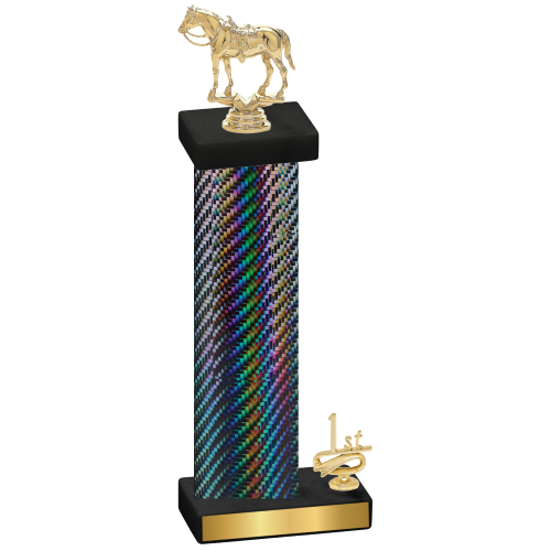 Accented Single Black Carbon Fiber First Place Horses Trophy