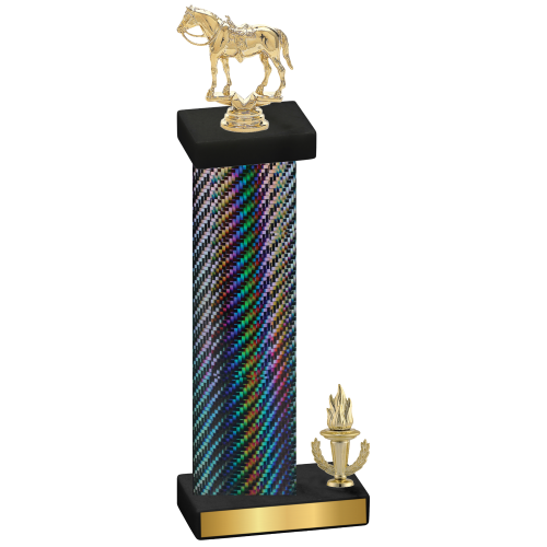 Accented Single Black Carbon Fiber Victory Horses Trophy