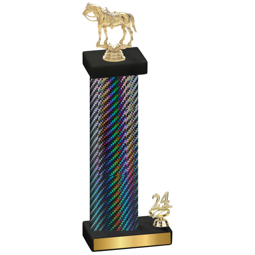 Accented Single Black Carbon Fiber Year Horses Trophy