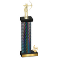 Accented Single Black Carbon Fiber Fourth Place Archery Trophy