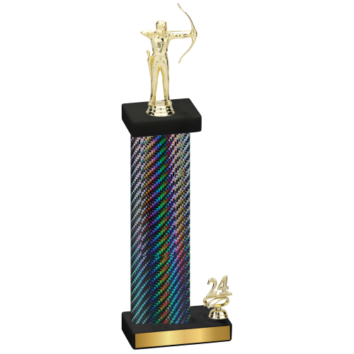 Accented Single Black Carbon Fiber Year Archery Trophy