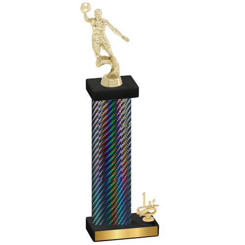 Accented Single Black Carbon Fiber First Place Basketball Trophy