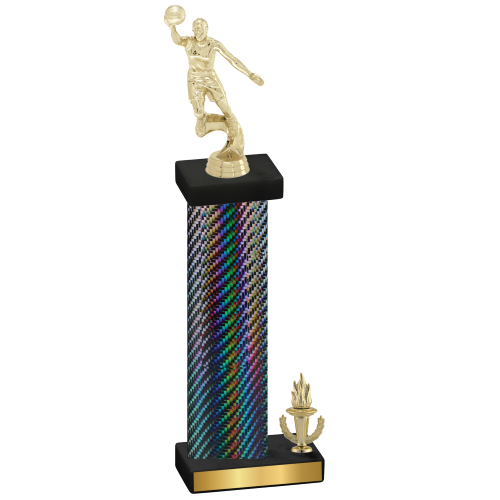 Accented Single Black Carbon Fiber Victory Basketball Trophy