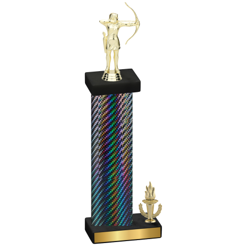 Accented Single Black Carbon Fiber Victory Archery Trophy