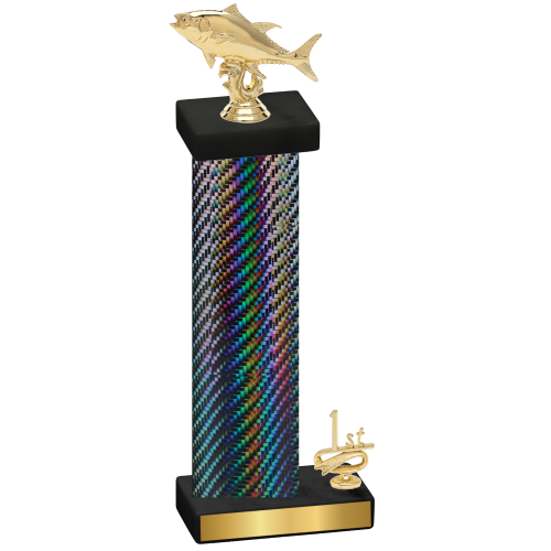 Accented Single Black Carbon Fiber First Place Fishing Trophy