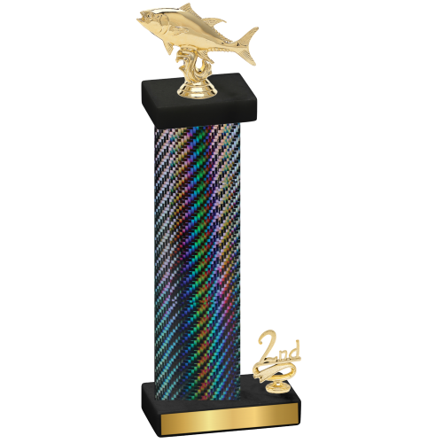 Accented Single Black Carbon Fiber Second Place Fishing Trophy