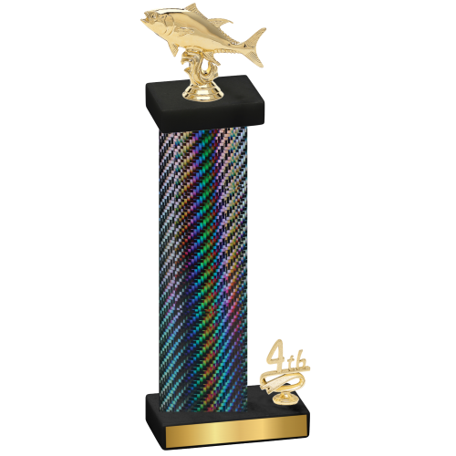 Accented Single Black Carbon Fiber Fourth Place Fishing Trophy
