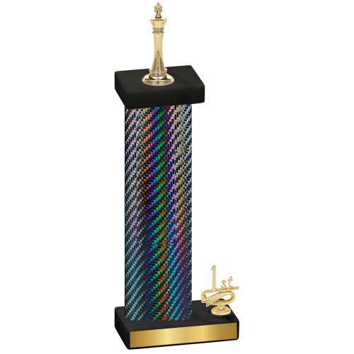 Accented Single Black Carbon Fiber First Place Chess Trophy