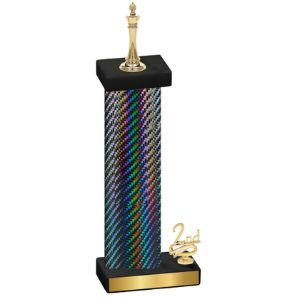 Accented Single Black Carbon Fiber Second Place Chess Trophy