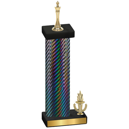 Accented Single Black Carbon Fiber Victory Chess Trophy