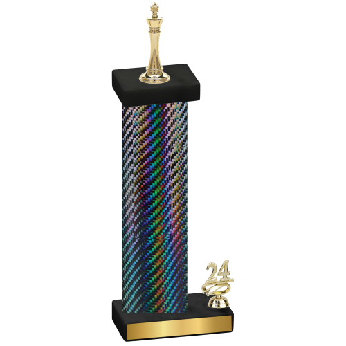 Accented Single Black Carbon Fiber Year Chess Trophy