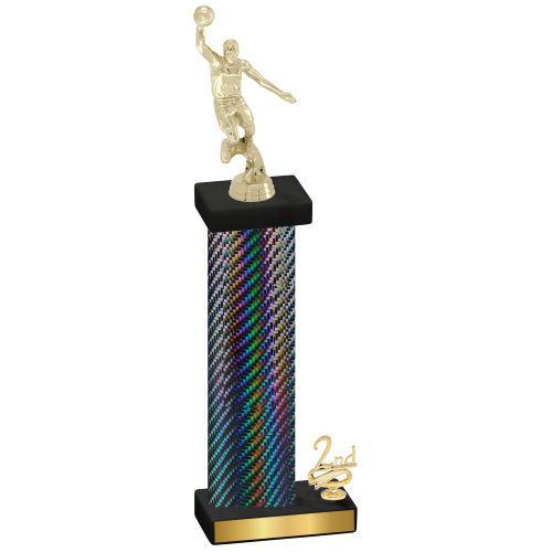 Accented Single Black Carbon Fiber Second Place Basketball Trophy