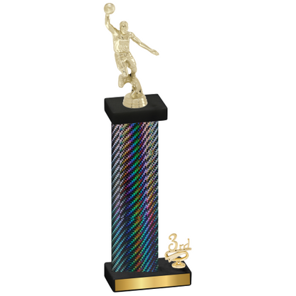 Accented Single Black Carbon Fiber Third Place Basketball Trophy