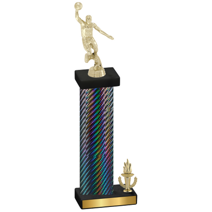 Accented Single Black Carbon Fiber Victory Basketball Trophy