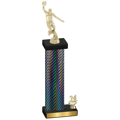 Accented Single Black Carbon Fiber Year Basketball Trophy