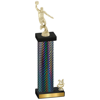 Accented Single Black Carbon Fiber Year Basketball Trophy