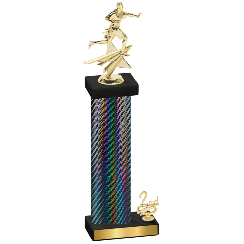 Accented Single Black Carbon Fiber Second Place Flag Football Trophy