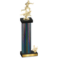 Accented Single Black Carbon Fiber Third Place Flag Football Trophy