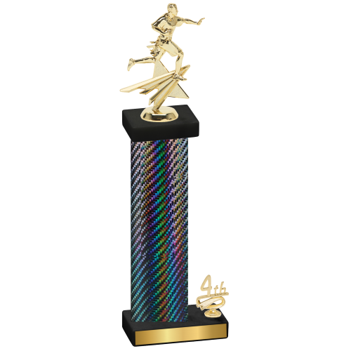 Accented Single Black Carbon Fiber Fourth Place Flag Football Trophy