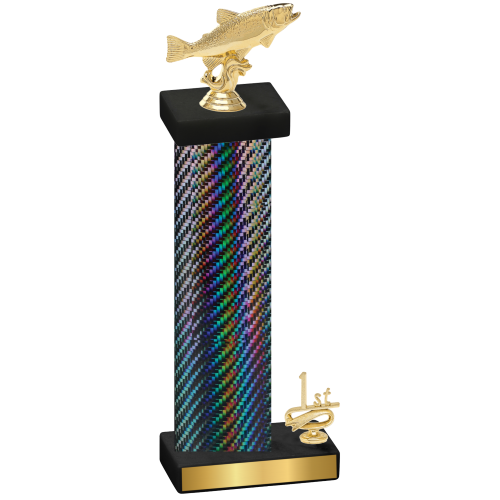 Accented Single Black Carbon Fiber First Place Fishing Trophy