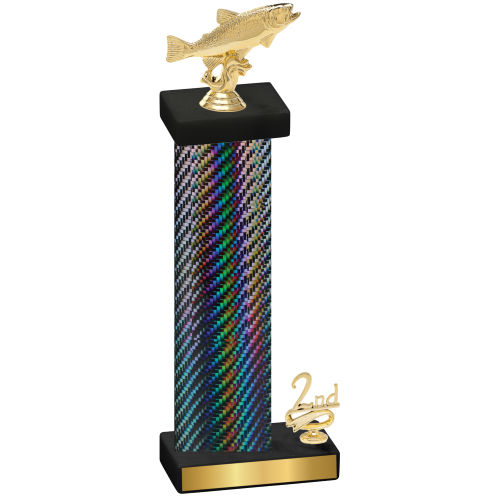 Accented Single Black Carbon Fiber Second Place Fishing Trophy