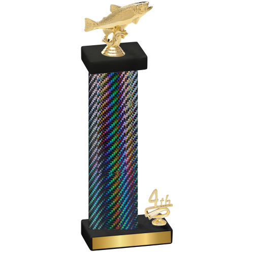 Accented Single Black Carbon Fiber Fourth Place Fishing Trophy