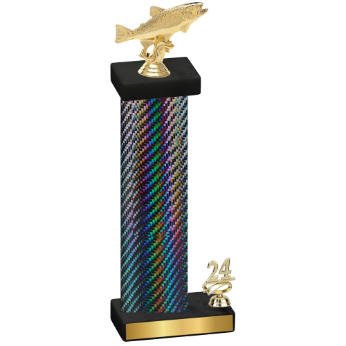 Accented Single Black Carbon Fiber Year Fishing Trophy