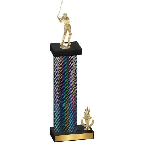 Accented Single Black Carbon Fiber Victory Golf Trophy