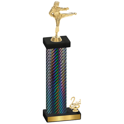 Accented Single Black Carbon Fiber Second Place Karate Trophy