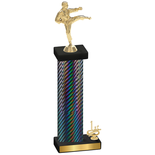 Accented Single Black Carbon Fiber First Place Karate Trophy