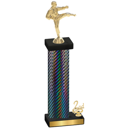 Accented Single Black Carbon Fiber Second Place Karate Trophy