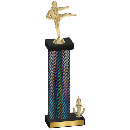 Accented Single Black Carbon Fiber Victory Karate Trophy