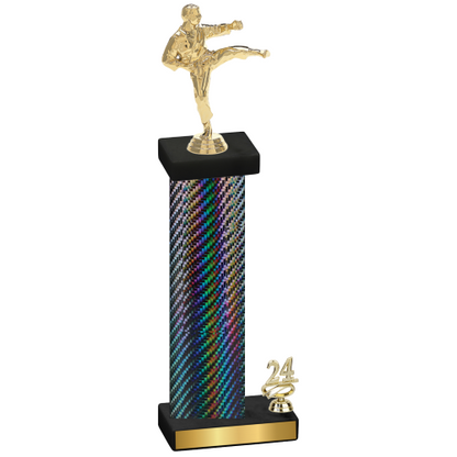 Accented Single Black Carbon Fiber Year Karate Trophy