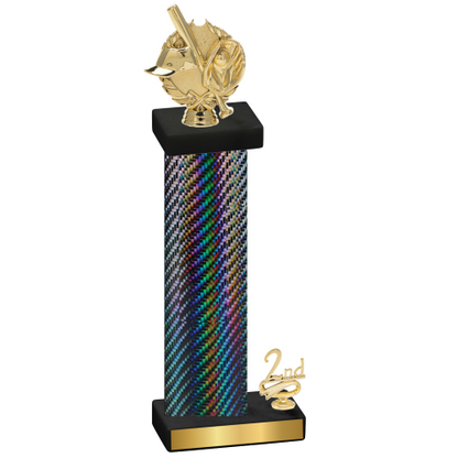 Accented Single Black Carbon Fiber Second Place Baseball Trophy