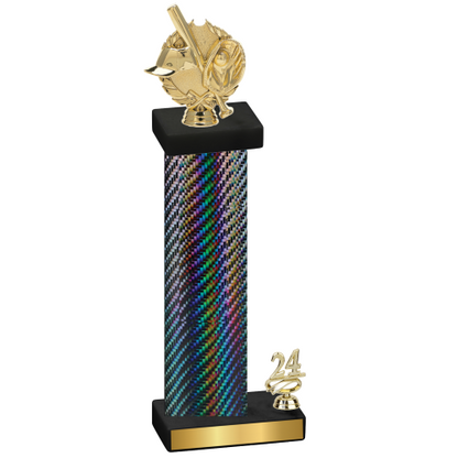 Accented Single Black Carbon Fiber Year Baseball Trophy