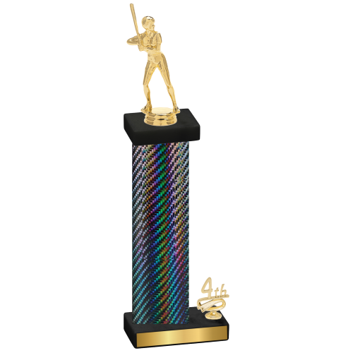 Accented Single Black Carbon Fiber Fourth Place Softball Trophy