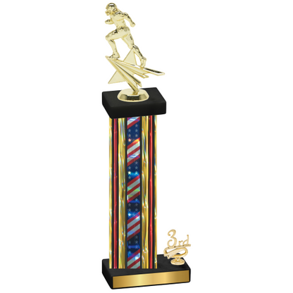 Accented Single Flag USA Third Place Football Trophy