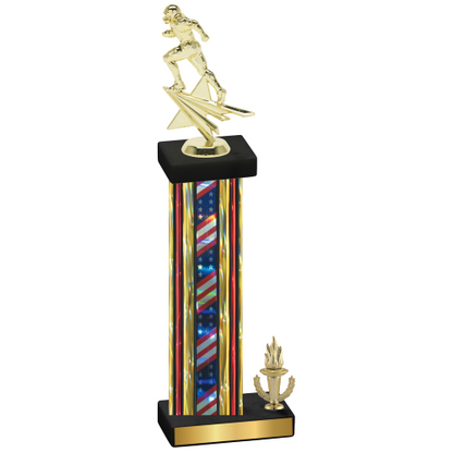 Accented Single Flag USA Victory Football Trophy