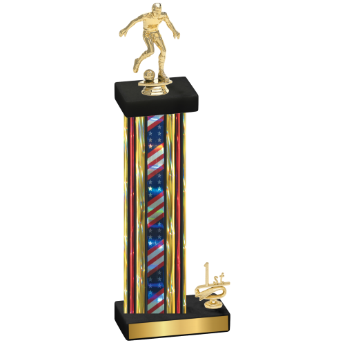 Accented Single Flag USA First Place Soccer Trophy