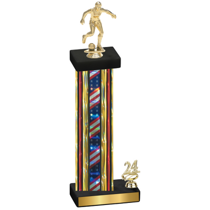 Accented Single Flag USA Year Soccer Trophy