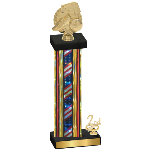 Accented Single Flag USA Second Place Soccer Trophy