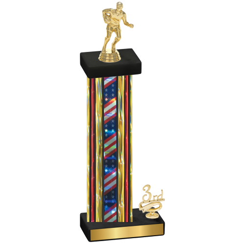Accented Single Flag USA Third Place Rugby Trophy