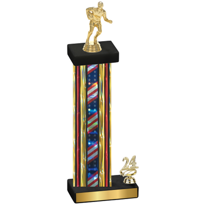 Accented Single Flag USA Year Rugby Trophy