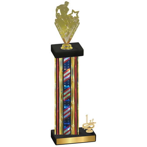 Accented Single Flag USA First Place Rugby Trophy