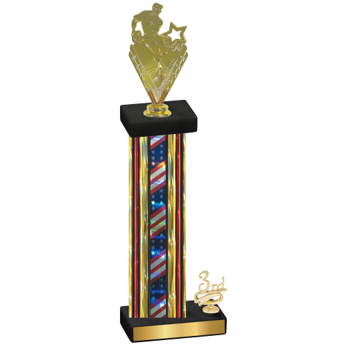 Accented Single Flag USA Third Place Rugby Trophy