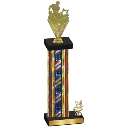 Accented Single Flag USA Year Rugby Trophy