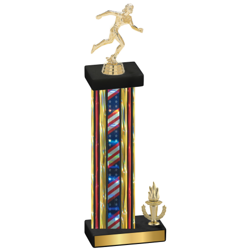 Accented Single Flag USA Victory Running Trophy