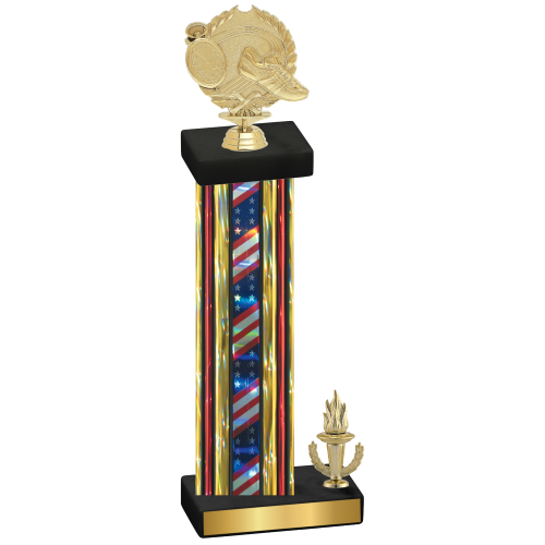 Accented Single Flag USA Victory Running Trophy